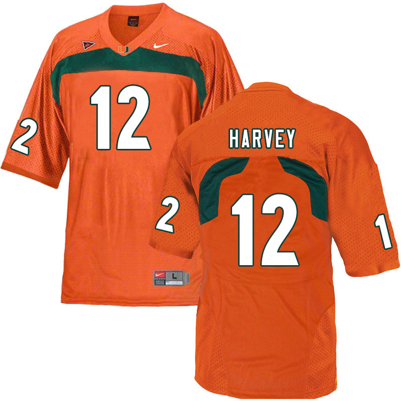 Nike Miami Hurricanes #12 Jahfari Harvey College Football Jerseys Sale-Orange